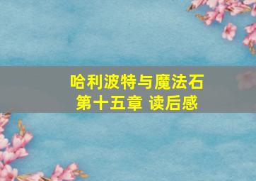 哈利波特与魔法石第十五章 读后感